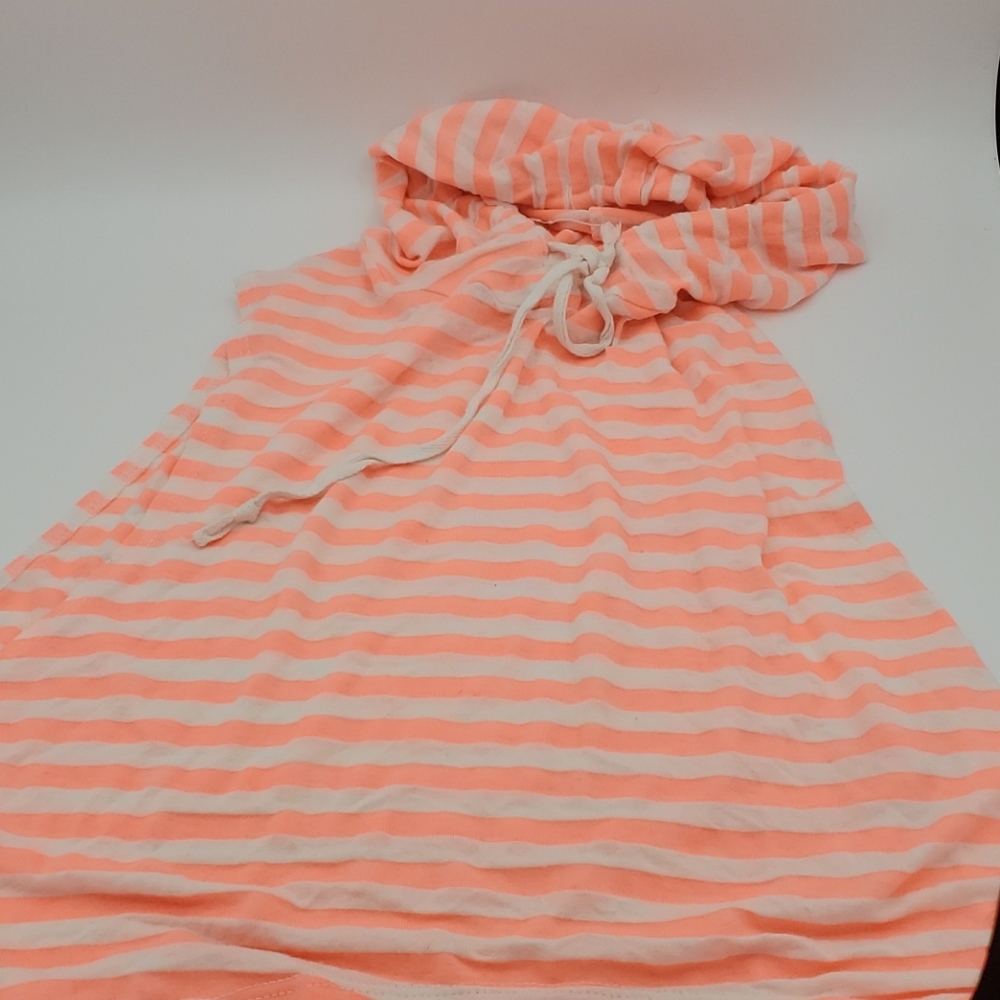 Coral Striped Muscle Tank